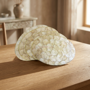 Set de table ovale moderne en capiz à texture organique pour une décoration de table apaisante et un usage domestique quotidien, fabriqué au Vietnam - Product Image 3
