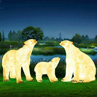 Sculpture d'ours polaire en fibre de verre illuminée avec lumières pour la décoration extérieure de jardin, paysage marin
