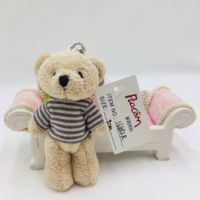 Porte-clés en peluche personnalisé en usine, petit ours en peluche de 9 cm avec chemise, logo personnalisé, promotion, souvenir, pendentif de sac en peluche