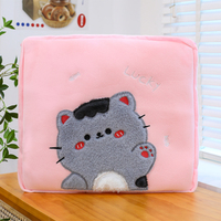 Coussin de canapé en peluche 2-en-1 motif dessin animé, couverture de voyage pliable en forme d'animal, housse de climatiseur, rembourrage en coton PP, unisexe