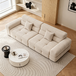 Sofá Moderno Minimalista de Tres Plazas con Respaldo Acolchado y Brazos Acolchados, Patas de Madera, Muebles Seccionales para Sala de Estar - Product Image 6