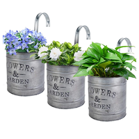 Jardinière suspendue en métal galvanisé, support en métal, balustrade de balcon, pot vintage avec crochet amovible, clôture de jardin, 3 pièces