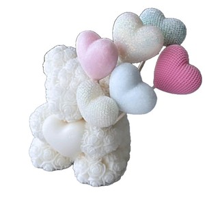 Qixi เทียนหอมกลิ่นกุหลาบหมีพร้อมของขวัญด้วยมือสำหรับวันวาเลนไทน์บรรยากาศที่สร้างสรรค์ตกแต่งบ้านรูปหมี - Product Image 5