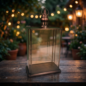 Farol de Metal y Vidrio Hecho a Mano de Diseño Artesanal Moderno, Portavelas Decorativo para Mesa, para el Hogar, Bodas, Ramadán, Navidad - Product Image 1