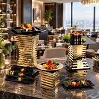 Présentoir à gâteaux et buffet à étages en acier inoxydable martelé pour hôtels, mariages, banquets, traiteurs, avec logo personnalisé