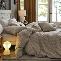 Parure de lit moderne en coton lavable à 100 %, aspect lin, 200 fils, housse de couette respirante, durable, douce, confortable, pour usage domestique, vente en gros
