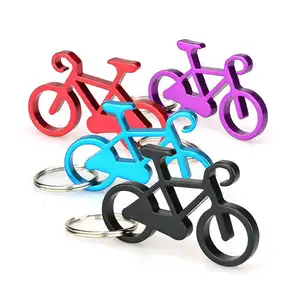 Llavero de aluminio en blanco Abrebotellas Sublimación Personalizada Multiherramienta Abrebotellas Llavero Forma de bicicleta llavero con logotipo