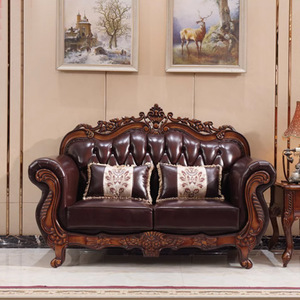 Châu Âu 123 miễn phí kết hợp chính hãng <span class=keywords><strong>sofa</strong></span> da Set với rắn gỗ chạm khắc khung cho căn hộ và khách sạn phòng khách sử dụng - Product Image 6