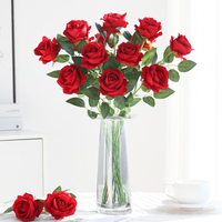 Fleurs artificielles en gros d'usine, roses en velours de 7 cm, décoration de mariage, fleurs en soie, cadeaux pour la fête des mères, rose artificielle