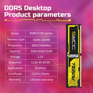 Puskill độ trễ thấp chơi game DDR5 4800MHz 5600MHz 16GB 32GB <span class=keywords><strong>Ram</strong></span> Bộ nhớ <span class=keywords><strong>RAM</strong></span> DDR5 <span class=keywords><strong>Ram</strong></span> cho máy tính để bàn - Product Image 3