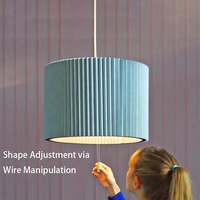 Lustre LED plissé moderne nordique avec cadre en fer, longueur réglable, tissu écologique, température de couleur multiple