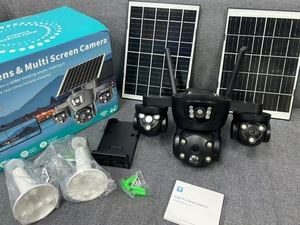 Telecamera di Sicurezza Esterna V380 Pro con Doppia Alimentazione Solare, Rete 4G, 3 Obiettivi, Basso Consumo, Wireless, PTZ, Compatibile con Cloud, Rilevamento Movimento - Product Image 2