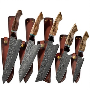 Handcraft High Quality Acid-<b>pickling</b> Damascus Chef 5-Piece <b>Set</b> Superior Ergonomic Sycamore Wood Handle Ambidextrous Eco-Friendly - Product Image 3