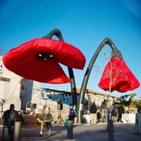 Réverbère mené géant interactif 3D de fleur de motif de rue intelligente de paysage