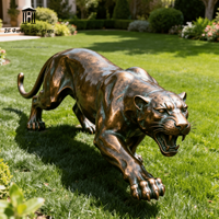 Sculpture de léopard réaliste en bronze sur mesure, taille réelle, statue de guépard sauvage simulée pour la décoration extérieure de villas de luxe et de jardins