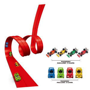 <span class=keywords><strong>Pista</strong></span> de <span class=keywords><strong>carreras</strong></span> flexible mejorada para coches de rueda caliente, pistas enrollables portátiles para niños, compatibles con 4 coches fundidos a presión y ventosas - Product Image 5