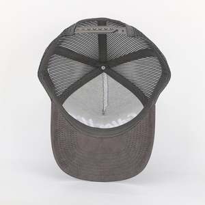BSCI Custom Design Embroidery Logo Gorras Wholesale Oem 5 Panel Sports High Quality Mens Trucker Cap <b>Vintage</b> Gray Suede Mesh <b>Hat</b> - Product Image 6