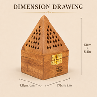 Boîte rectangulaire en bois ancien écologique avec brûleur à spirale sculpté pour la méditation, décoration professionnelle et cadeau