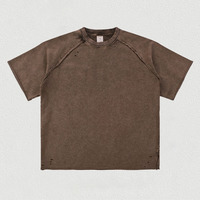 T-shirts personnalisés brodés et gaufrés avec logo de marque, surdimensionnés, en coton 350 g/m², streetwear, ample, lourd, raglan, lavé