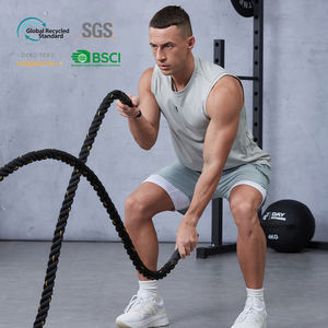 HUCAI OEM ODM ポリエステル コットン 3D シリコン ハイテク 防水 シームテープ加工 アクティブ スポーツ ランニング シングレット ジム タンクトップ メンズ - Product Image 3