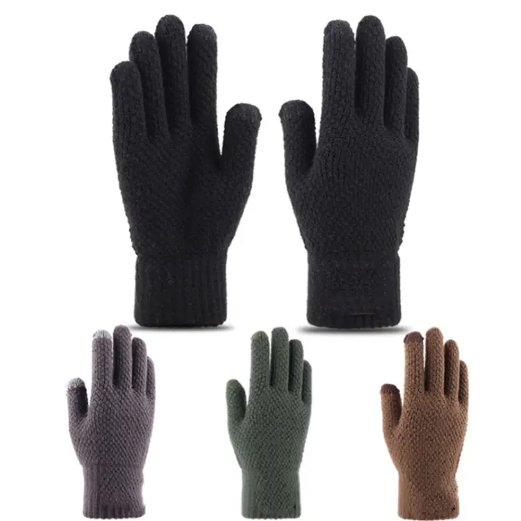 Acrylic Winter Touchscreen Winter Gloves Women Men Warm Stretch Knitting Wool Mittens Touch Screen Gloves