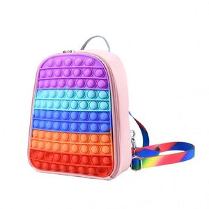 TOYSRUNNER Popit Kids Real Pop Purse Pop Backpack Pu Polyester Fidget It School Bag 2022 New Backpack Pop - Product Image 1