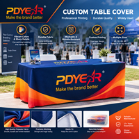 PDYEAR Vente en gros usine Housse de table en polyester extensible et ajustée, personnalisable avec impression, pour salons professionnels et événements festifs, portable