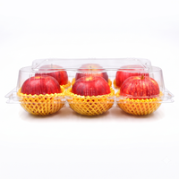 Boîte d'emballage transparente en plastique PET pour 6 pommes, conteneur de fruits recyclé en gros pour présentation