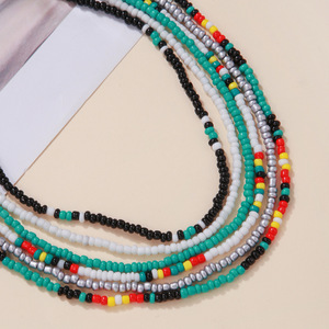 Ensemble de colliers bohèmes multicolores en perles de rocaille, chaîne de pull multicouche perlée, bijoux et accessoires de mode pour femmes - Product Image 3