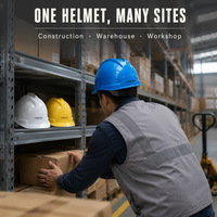 Casque de sécurité industriel certifié EN397 en ABS, suspension à 6 points, réglage par cliquet, casque rigide pour la construction et l'entrepôt