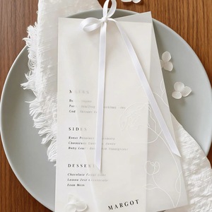Elegant <b>Wedding</b> Greeting Card Silver Ribbon Cotton Paper Offset Printed Hot Stamping Design Custom Logo Margot <b>Name</b> <b>Tag</b> - Product Image 2