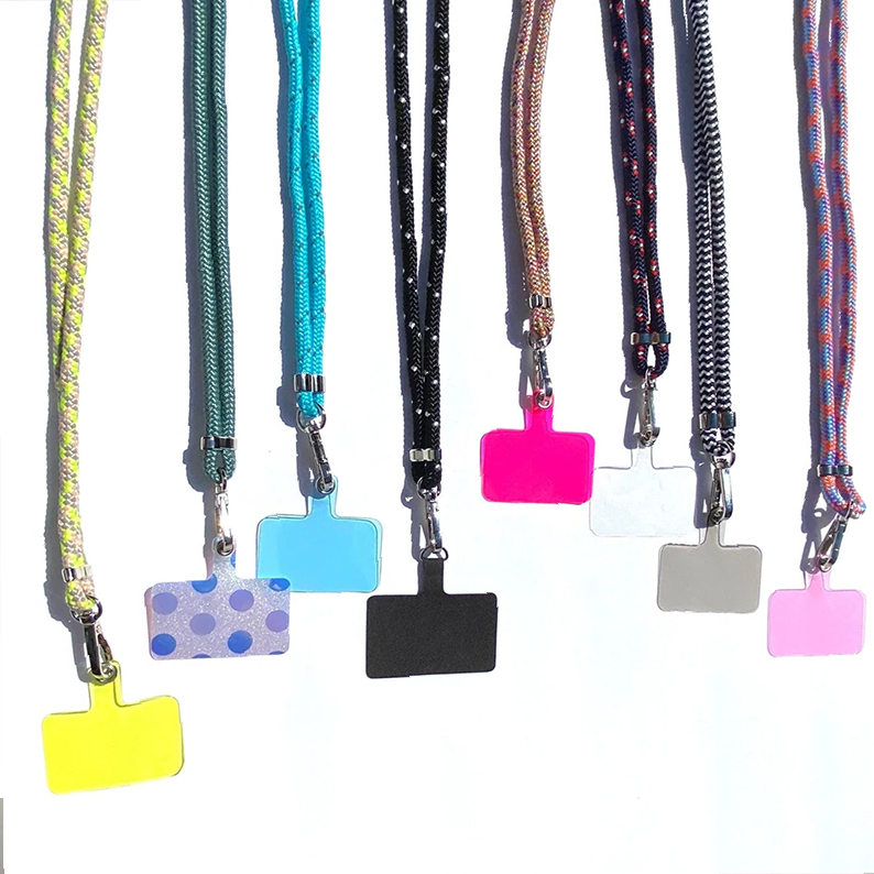 Cheap Custom logo Portable Nylon Jacquard Fabric Stick Tool Retractable Adjustable Mobile Phone Lanyard Strap