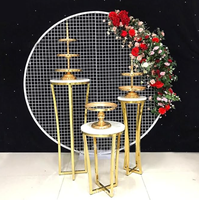 Base Redonda Dorada de Hierro para Pastel, Elegante Soporte para Postres, Centro de Mesa para Bodas, Decoración de Fondo