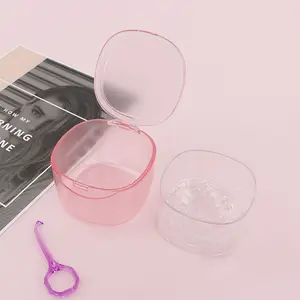 Wholesale European Waterproof ABS Plastic Mouth Tray Denture Bath Case Retainer Denture Cleaning Box With Slot