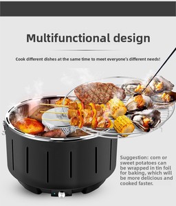 Parrilla de Carbón Multifuncional sin Humo con Ventilador, Parrilla Portátil de Mesa con Soplador Eléctrico para Acampar - Product Image 2