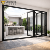 Porte pliante bi-fold moderne en aluminium avec double vitrage trempé AS2047 CE, isolation thermique, pour balcon, patio, villa
