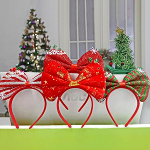 Serre-tête de Noël personnalisable écologique avec nœud à paillettes pour bonhomme de neige, décorations en plastique et tissu non tissé - Product Image 2