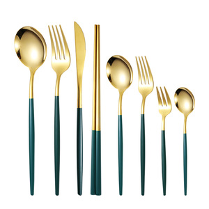 New Arrivals Flatware Set Fork And Spoon Gold Silverware Stainless Cutlery Metal Spoons