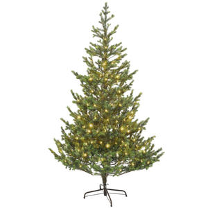 Sapin de Noël artificiel DB de 1,80 m (6 pieds) avec aiguilles de pin, base métallique, pré-éclairé, décoration intérieure pour les fêtes, lumières LED blanc chaud - Product Image 4