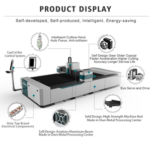 Máquina de corte por láser <span class=keywords><strong>CNC</strong></span> de fibra 3015 de alta velocidad del fabricante directo Refrigeración por agua automática para chapa Excelente venta - Product Image 2