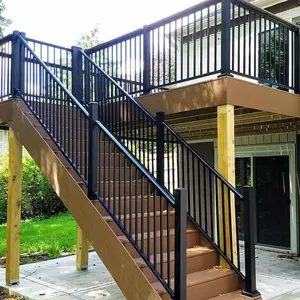 Dış ferforje çubuk merdiven korkulukları saten bitirmek balkon korkuluk döşeme için grafik 3D Model tasarım çözümleri sunuyor