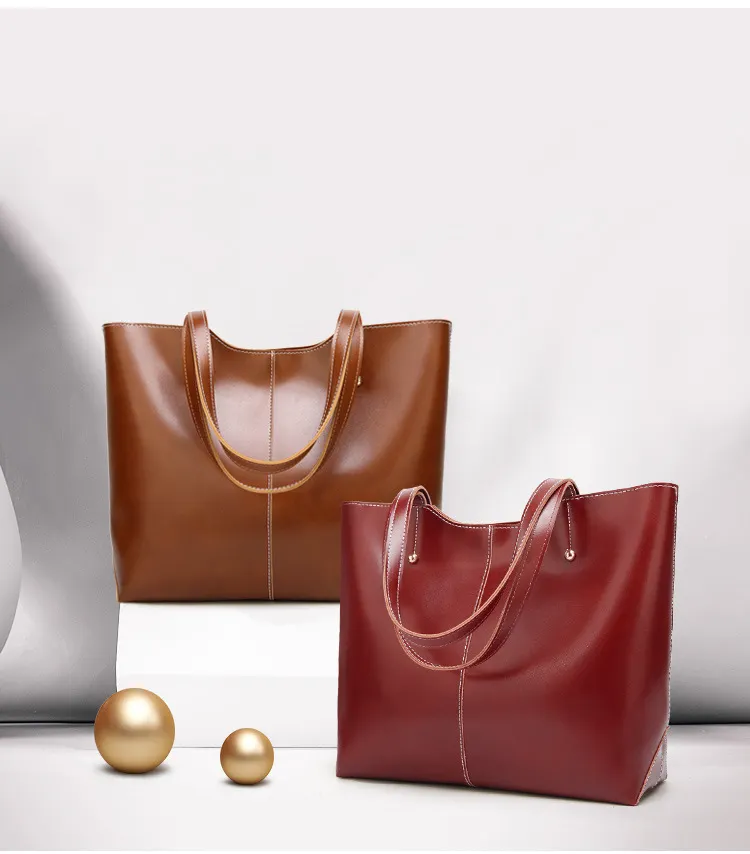 2023 नई विंटेज बड़े बैग फैशन तेल मोम चमड़े के बैग कंधे के लिए महिलाओं की