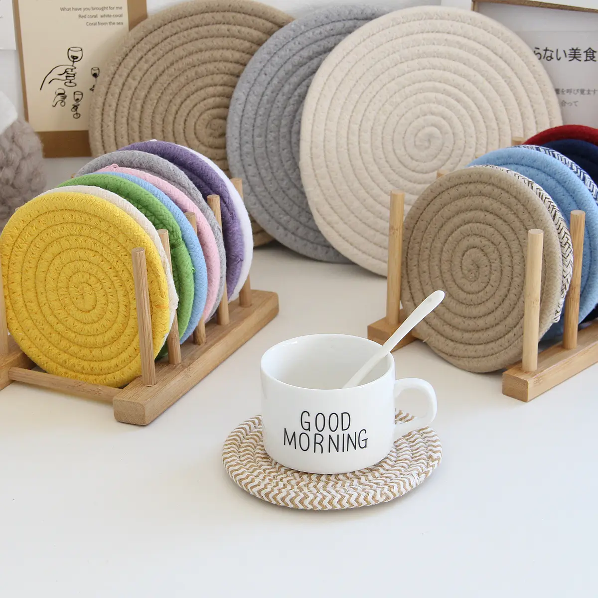 Handwoven Cup Coaster Drink Mug Pot Pad Table Mat Tea Placemat Tableware Home Cup Coasters For Coffee Cups Table Mats