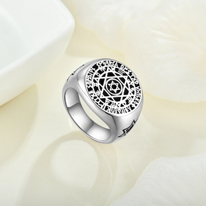 Joyería para hombres, anillos de <span class=keywords><strong>plata</strong></span> de ley 925, estrella de David, siete arcángeles, Talismán, amuleto de protección, <span class=keywords><strong>anillo</strong></span> de <span class=keywords><strong>sello</strong></span> de Salomón para hombres y mujeres - Product Image 3