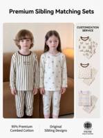 Ensemble thermique en coton et élasthanne pour enfants, imprimé dessin animé, manches longues, col rond, pyjama 2 pièces, automne hiver, vêtements de nuit pour garçons et filles