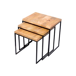 Home Decor Furniture <b>Set</b> of 3 Wooden and Metal <b>Table</b> Home Hotel Furniture Nesting <b>side</b> <b>table</b> - Product Image 4