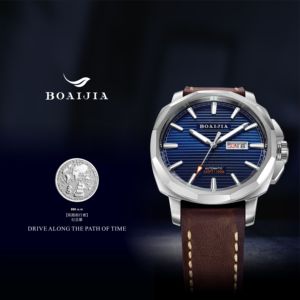 BOAIJIA montre automatique de luxe pour hommes 100M étanche saphir cristal Date montre mécanique de luxe bracelet en cuir italien - Product Image 3