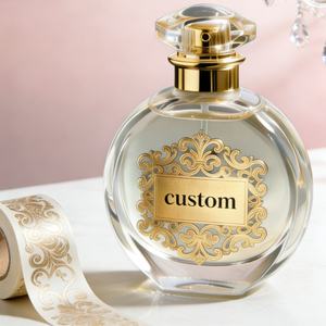 Etiqueta Adhesiva en Rollo Personalizada con Logotipo de Producto en Lámina Dorada, Impermeable, para Envases de Perfumes y Cosméticos, OEM/ODM - Product Image 1