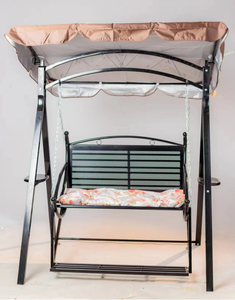 Mobilier de jardin d'extérieur Revêtement solaire à double siège Cadre en fer Balançoires de patio Salon Balcon Hamac <span class=keywords><strong>Chaise</strong></span> en métal avec coussin - Product Image 1