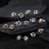 Boucles d'oreilles clous en argent sterling 925 avec coquille d'ormeau naturelle pour femme, bijoux en argent de haute qualité pour usage quotidien